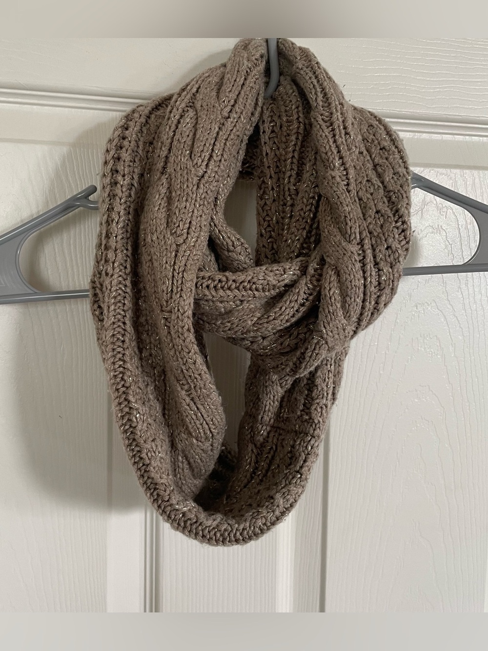 New York & Co Tan Metallic Acrylic Infinity Scarf